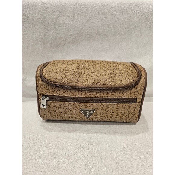 Guess Handbags - GUESS Monogram Travel Toiletry Case Cosmetic Bag With Zipper Top Front Unisex